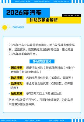 2026年补贴政策的新政来了，车主必看